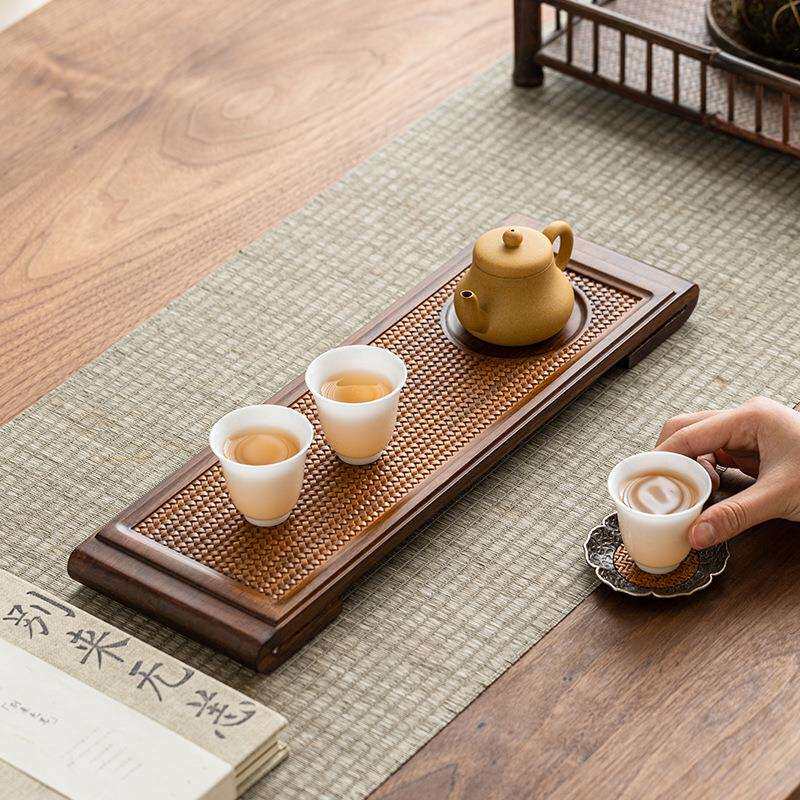 书卷重竹长方形托盘家用干泡茶盘隔热垫漆器轻奢小茶台