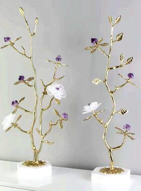 高级感天然紫水晶发财树摆件水晶花树客厅玄关别墅样板房装饰摆件