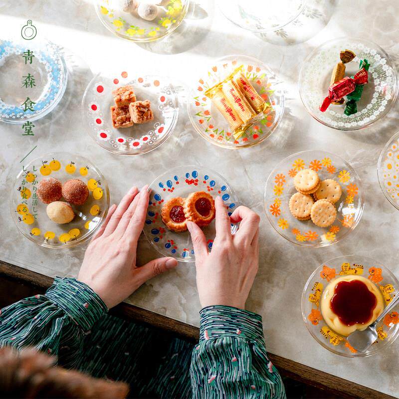 〈青森食堂〉日本制Aderia复古昭和花朵点心坚果迷你玻璃圆碟杯托