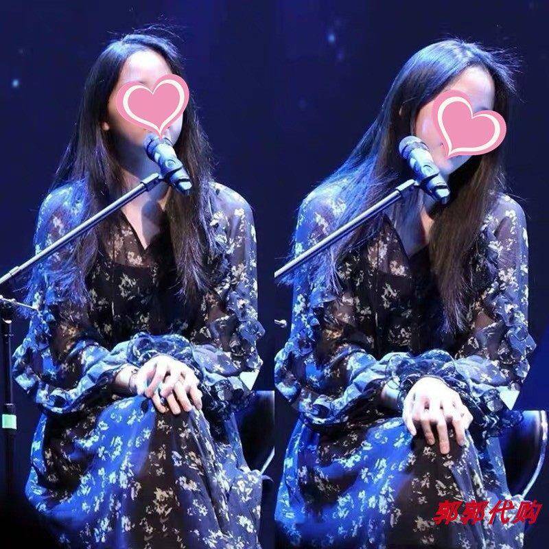 欧阳娜娜同款法式复古碎花连衣裙真丝雪纺收腰中长款过膝24春秋新