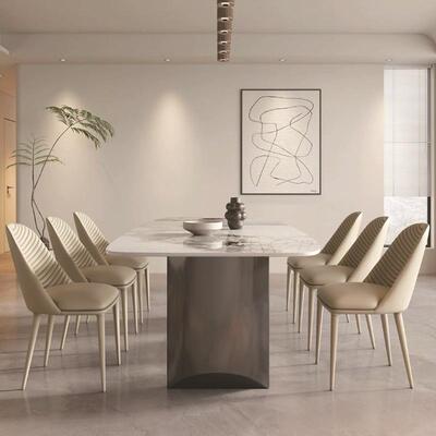 亮光饭TCJ01岩板餐餐桌椅组合不锈钢餐长方形桌现代桌简约桌