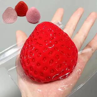 Big Strawberry Squeeze Taba Squishy Toy Kawaii Red Pink Squi