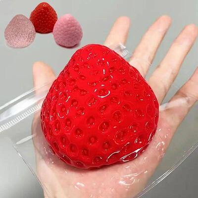 Big Strawberry Squeeze Taba Squishy Toy Kawaii Red Pink Squi