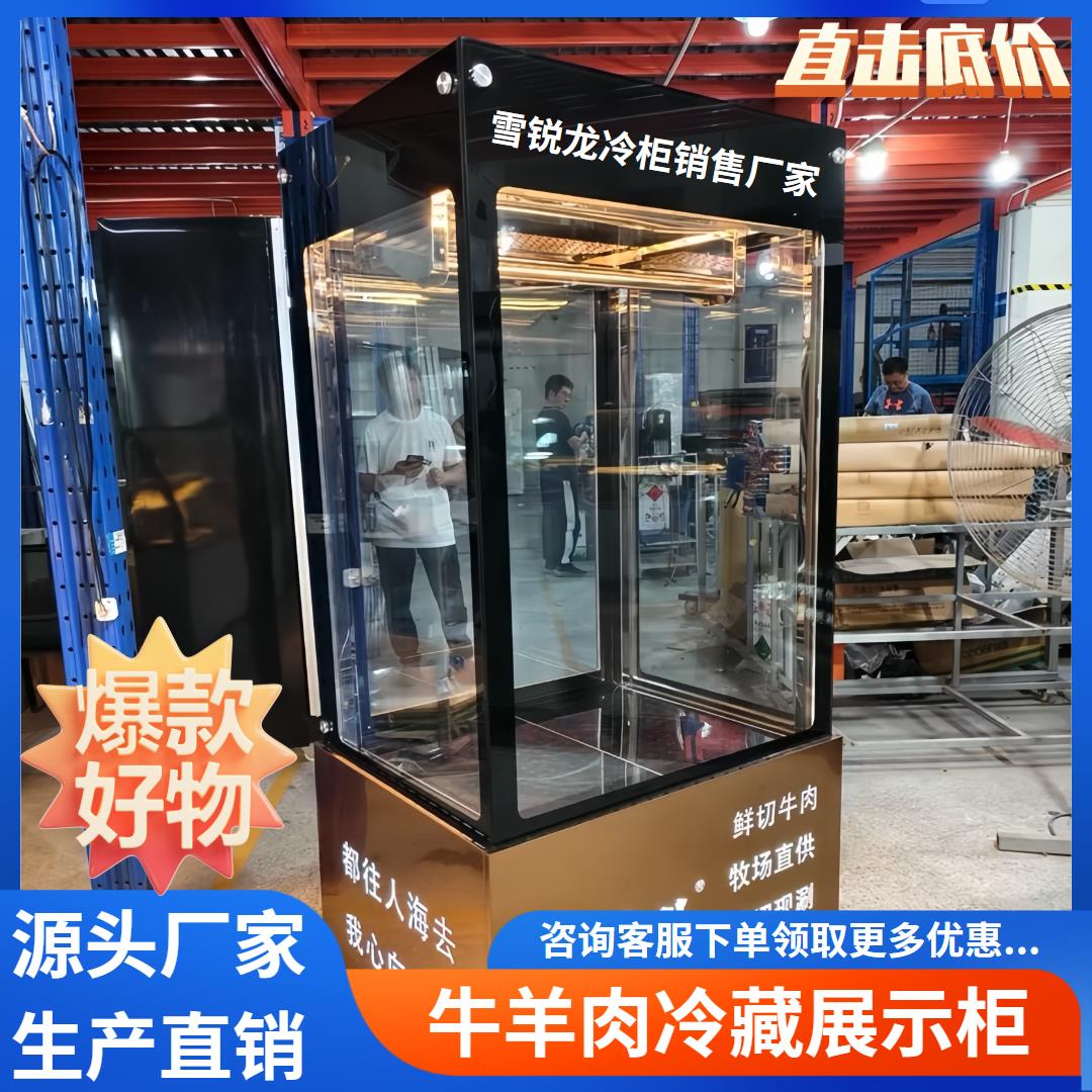 雪锐龙商用牛羊鸭肉保鲜柜单双三门挂肉柜四面玻璃鲜肉冷藏展示柜