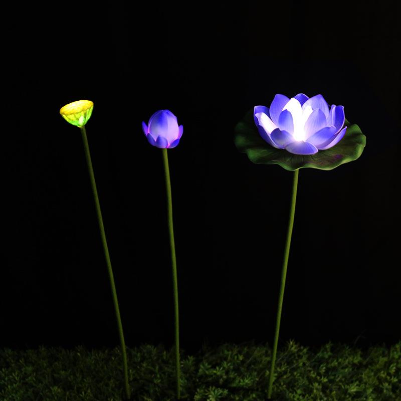 带杆荷花灯发光带杆莲花灯莲蓬灯莲苞灯莲花灯户外防水水池景观灯