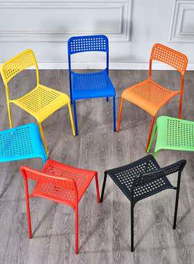 学生家料用塑料椅子椅人凳成子办公椅简约靠餐背椅懒人电脑椅LCL