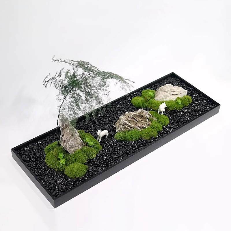 永生苔藓干文竹绿植微景观餐厅长餐桌会议室茶室酒店民宿家居摆件