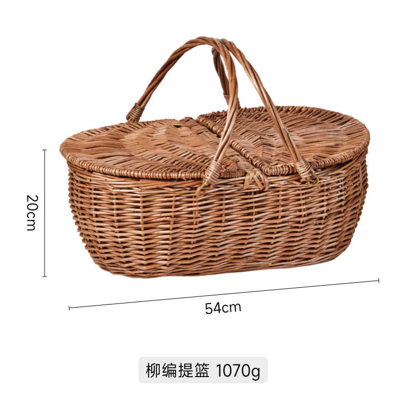 收纳篮柳编藤编织手提野餐篮子采摘水果蔬菜篮收纳筐购物篮竹篮
