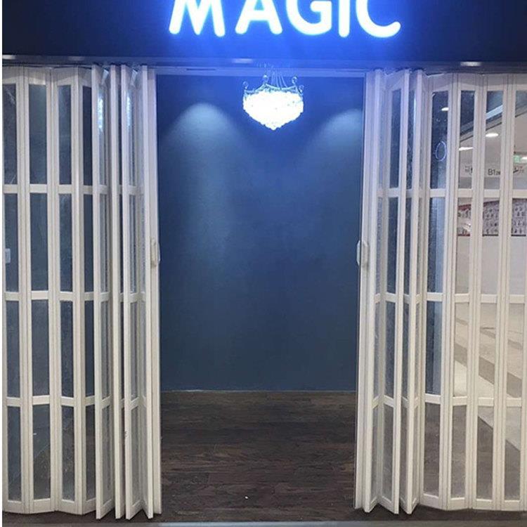济南pvc折叠推拉门铝合金折叠门店铺临时门防火泄爆抗爆门厂家