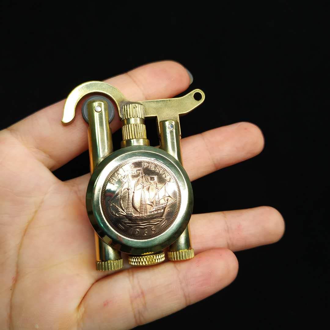 高档老伙计手工打火机机铜打机打煤油打火机战壕火机硬币火抬臂打