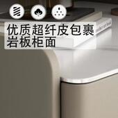 智柜能床头柜轻简奢约6028现代卧室实木岩板储物柜小型式 意床头收