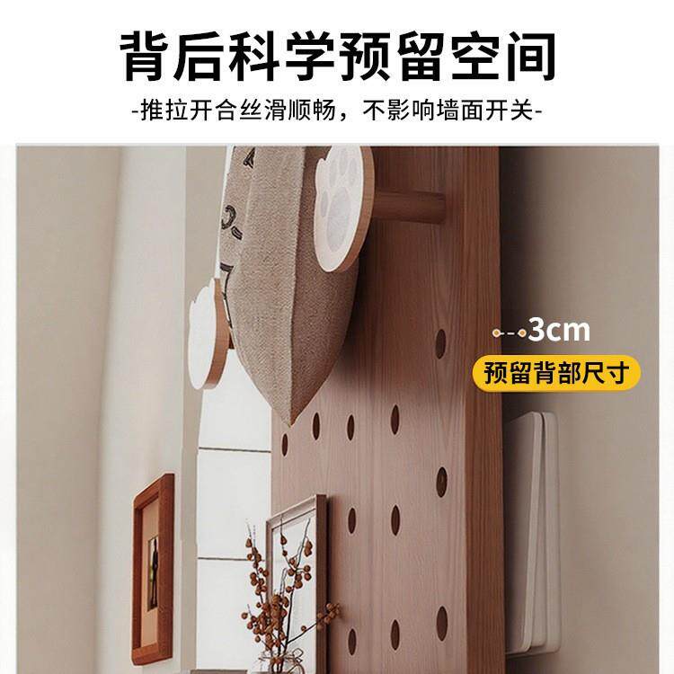 实木洞洞板穿衣镜一体后物架家用造EF17EF6门墙上置全身镜入型户