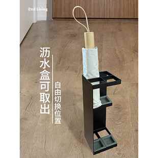 日式雨伞架家用门口创意入户收纳架长柄沥水遮装伞桶窄放伞置物架
