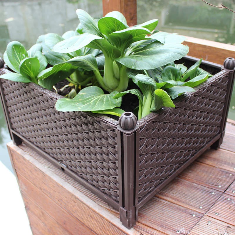 种菜家庭户外阳台种植箱菜盆蔬菜专用长方形白色花盆塑料大号菜箱