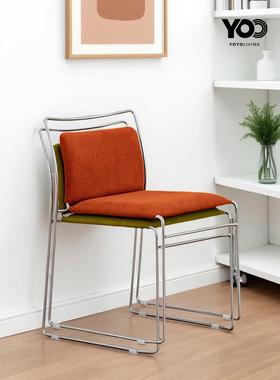 YOYOLIVING包豪斯创意设计师椅子可叠放餐椅铁艺软包靠背椅图卢椅