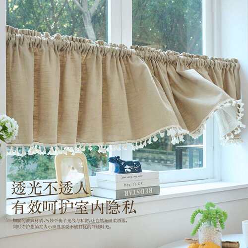 纯黄麻短帘新款免打孔透光不透人复古风飘窗厨房遮挡帘半帘小短帘