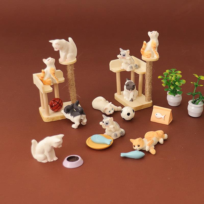 Dollhouse娃娃屋微缩猫爬架猫咪抓板小布BJD家居场景道具配件模型