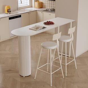 轻奢岩板吧台家用客厅厨房隔断小吧台简约时尚阳台靠墙垭口高脚桌