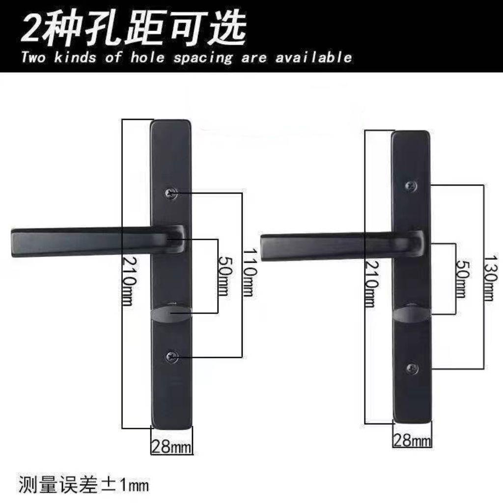 化妆室门锁黑色窄面平开门锁带钥匙窄边框铝合金平开门家用锁具