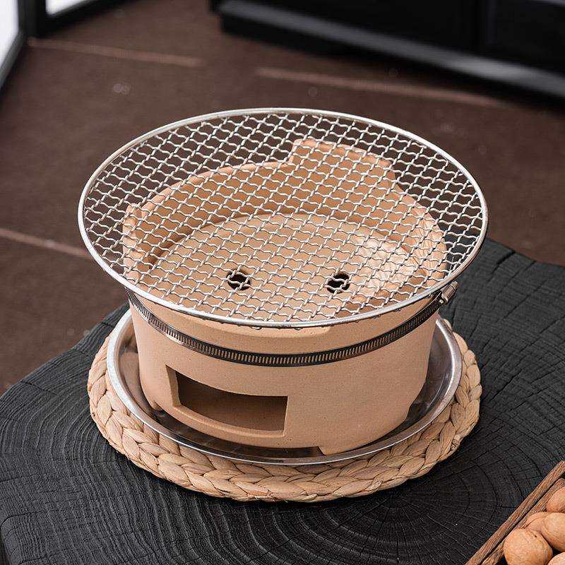 围炉煮茶家用室内烤红薯木炭炉子烧烤炉户外火锅碳炉日式陶壶一套