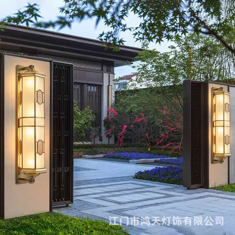 全铜户外壁灯接电款防水新中式室外庭院灯阳台过道别墅大门外墙灯