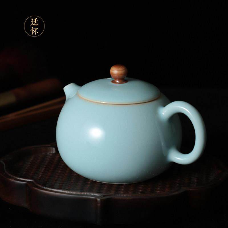 汝州李廷怀汝瓷西施壶天青汝窑茶壶功夫茶具开 片陶瓷单壶中式高