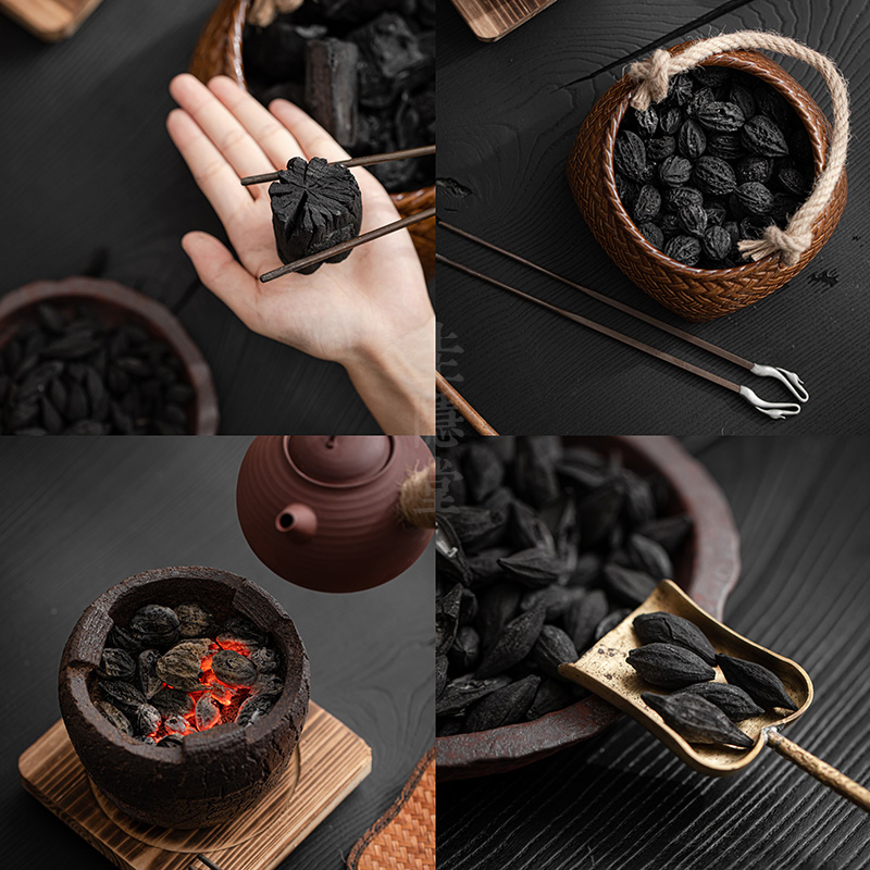 圭隐堂功夫茶道茶果木炭核桃炭橄榄炭围炉煮茶无烟烧烤炭龙眼炭