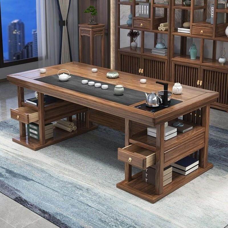 新中式实木茶台家用办公现代简约实木茶桌客厅全套泡茶桌子可定制