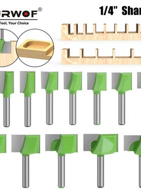 1/4柄绿色清底刀13件套铣底倒边台面铣底刀修边机刀头木工机床铣
