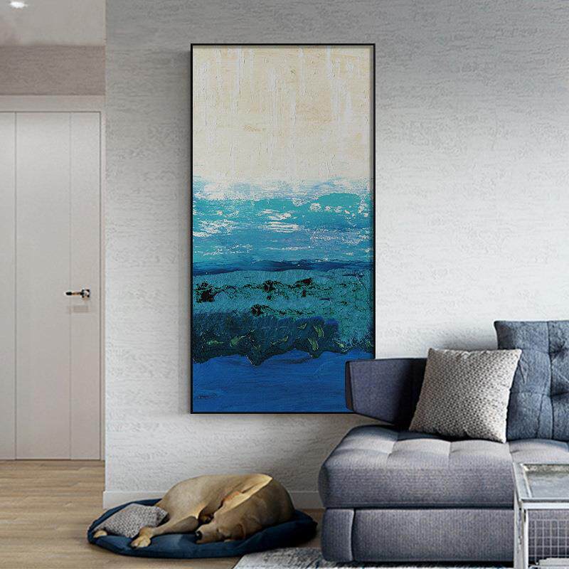 浓墨重彩北欧玄关装饰画现代简约走廊竖版画客厅过道挂画晶瓷壁画
