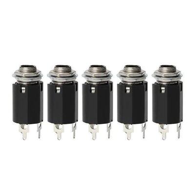 5pcs Guitar EQ Jack Socket 6.35mm Jack Stereo Pickup Female
