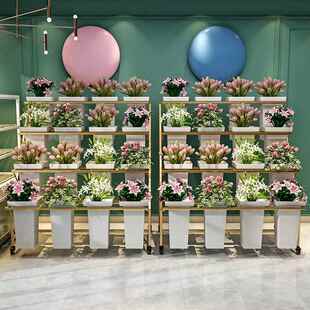 摊位活动梯多层花店方桶铁花假花架花店花桶展示架花架