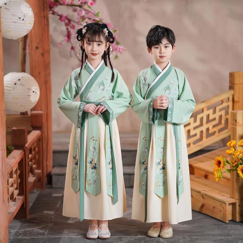 儿童书童演出服孔子汉服中华孝道国学服装表演幼儿园小学生三字经