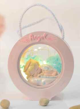 新款直销睡天使双面透小夜灯 少女心毕业礼物树脂摆件 卡通可爱桌