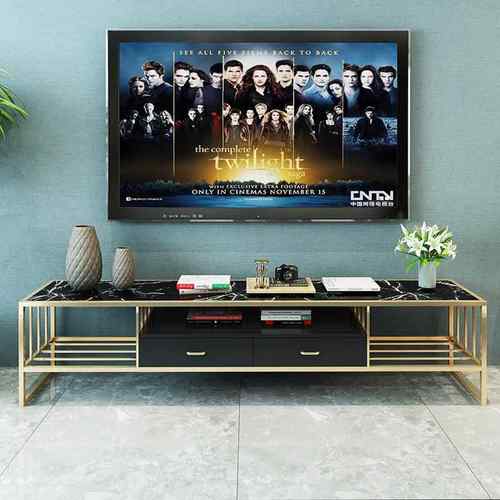 客厅大理石电视柜带抽屉小户型欧式铁艺视听柜后现代轻奢电视柜