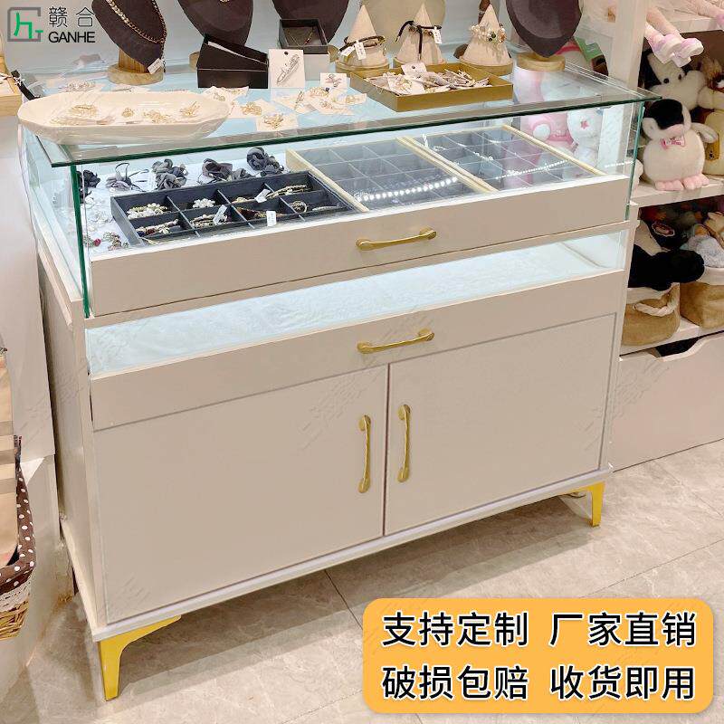 r^珠宝展示柜玉器陈列柜服装首饰饰品玻璃柜台现代轻奢实木收