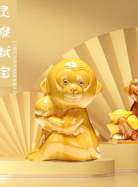 陶瓷猴子 家居装饰品猴摆件 工艺礼品摆饰 艺术品 唐三彩猴子创意