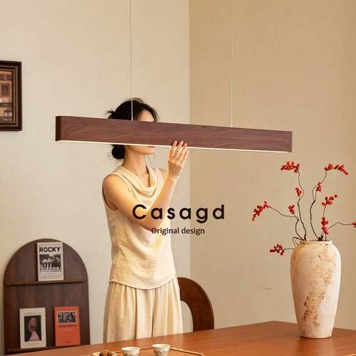 Casagd中古风饭厅吊灯法式一字长条餐桌灯吧台长桌高级感氛围吊灯