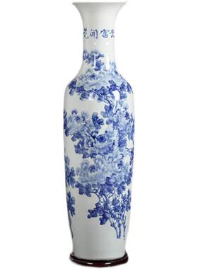 陶瓷装饰地大摆件景德镇手绘开业迎客松居家别墅客厅落花瓶酒店