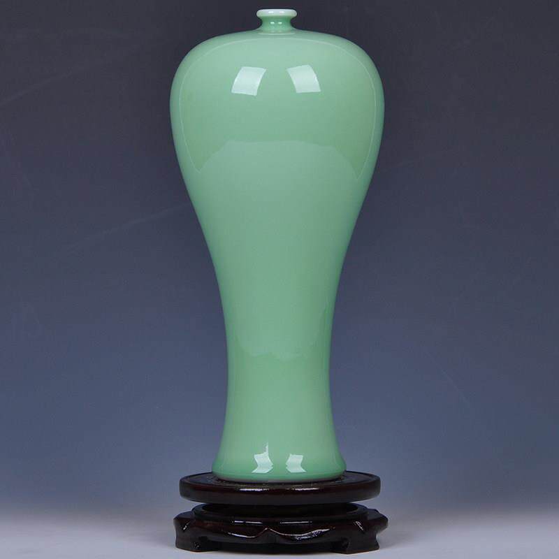 景德镇花瓶豆青釉仿古古典花瓶工艺品中式家居干花装饰陶瓷摆件