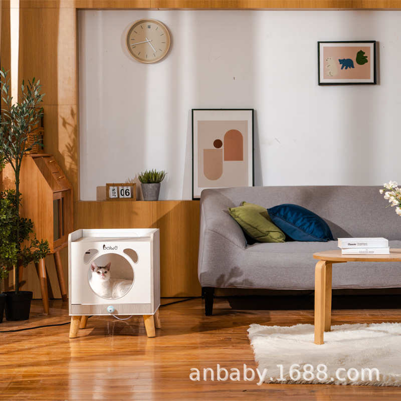 百我宠物烘干箱猫咪烘干机家用小型吹风机洗澡吹毛实木猫窝