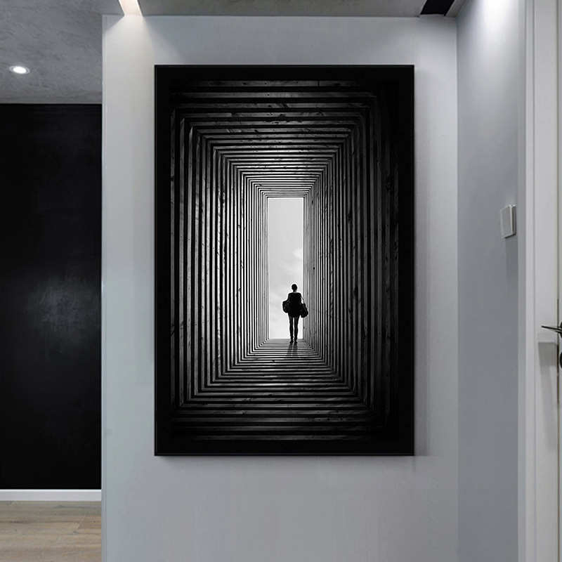 工业风客厅装饰画入户玄关画沙发背景墙画走廊过道挂画北欧落地画图片