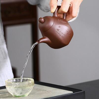 六方思婷紫砂壶原矿龙蛋壶思亭壶全手工茶壶刻绘竹叶家用茶具厂家