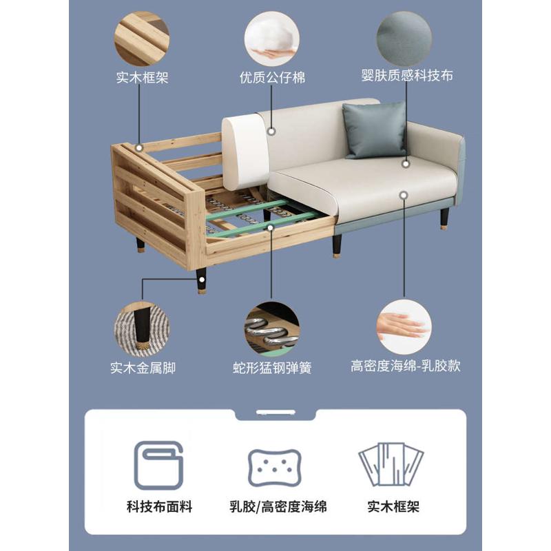 简约现代小户型客厅乳胶三人双人沙发轻奢出租房科技布公寓免洗