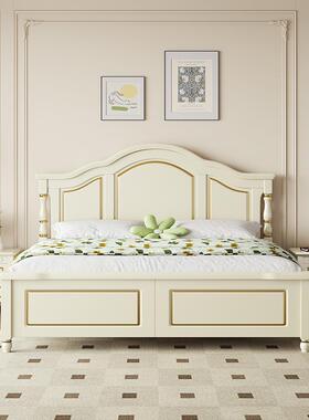 美式轻奢奶油风实DBA木儿童型床现代简家用小户主卧白色物双约人