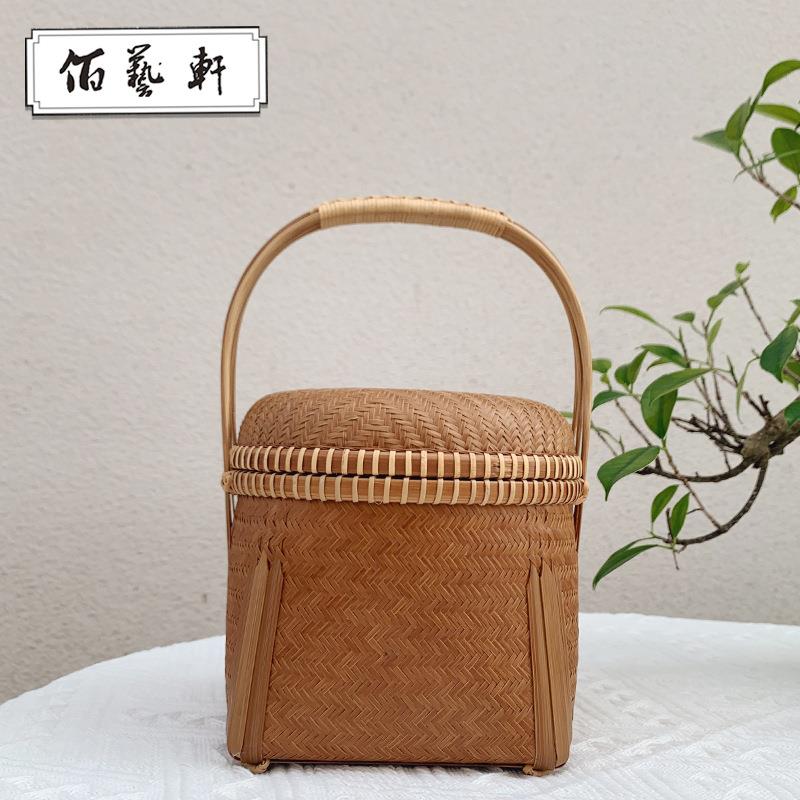 佰艺轩东阳纯手工编织竹制收纳篮手提收纳包篮