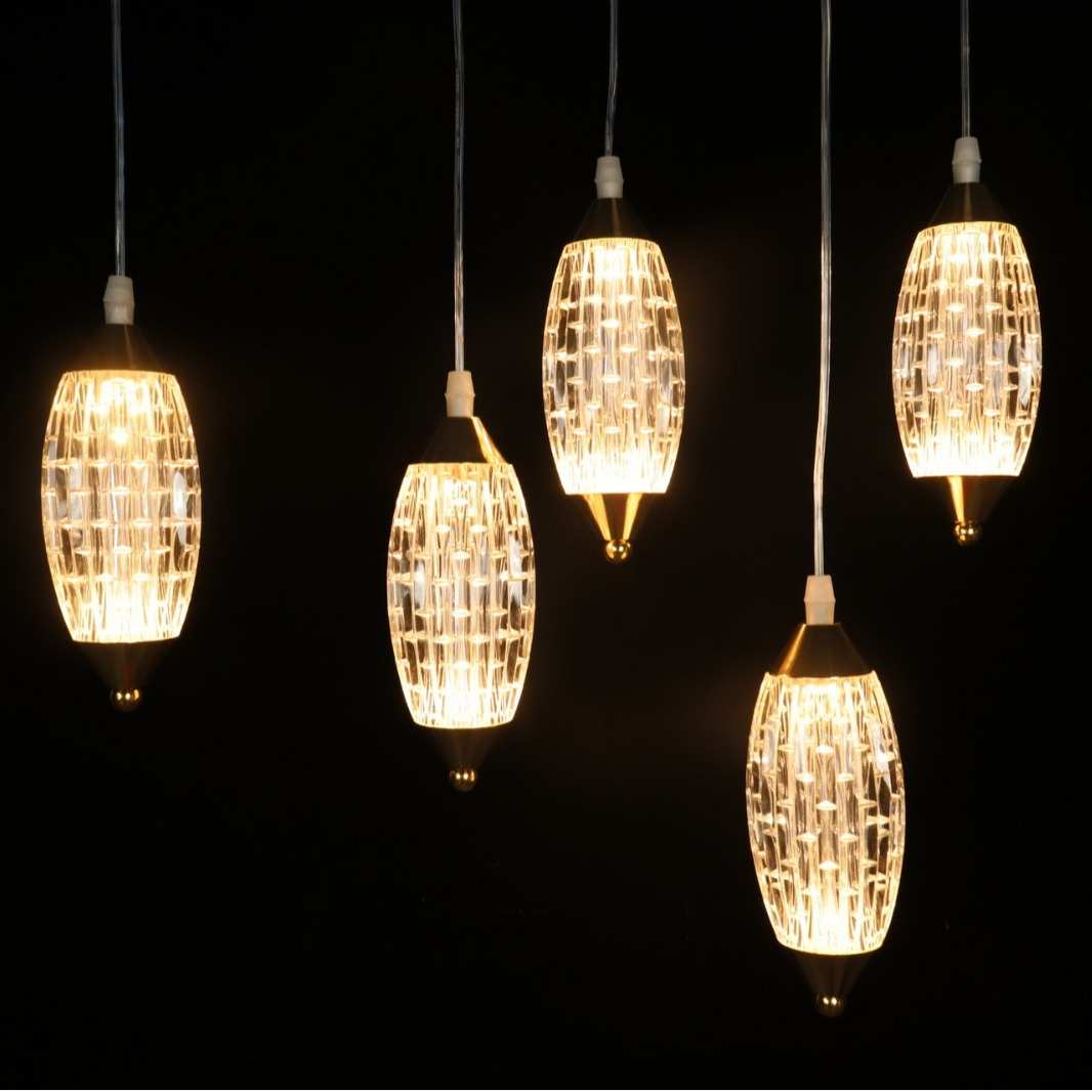 五头水晶吊灯灯 轻奢餐简约大气家用餐桌饭厅餐厅具现代椭圆吊灯