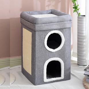 猫窝猫别墅小户型三层猫窝冬季保暖可拆洗猫抓板一体封闭式猫房子