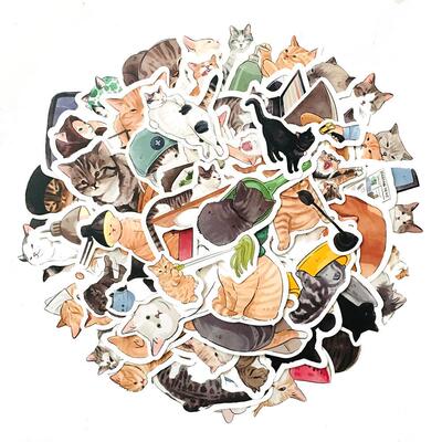 50/54 Pcs Cute Cats Animal Graffiti Sticker Mixed Style Toys