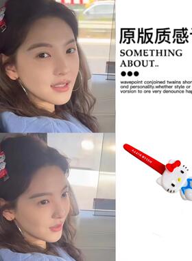 章若楠同款甜美可爱一字夹卡通猫咪刘海夹边夹鸭嘴夹侧边无痕发夹
